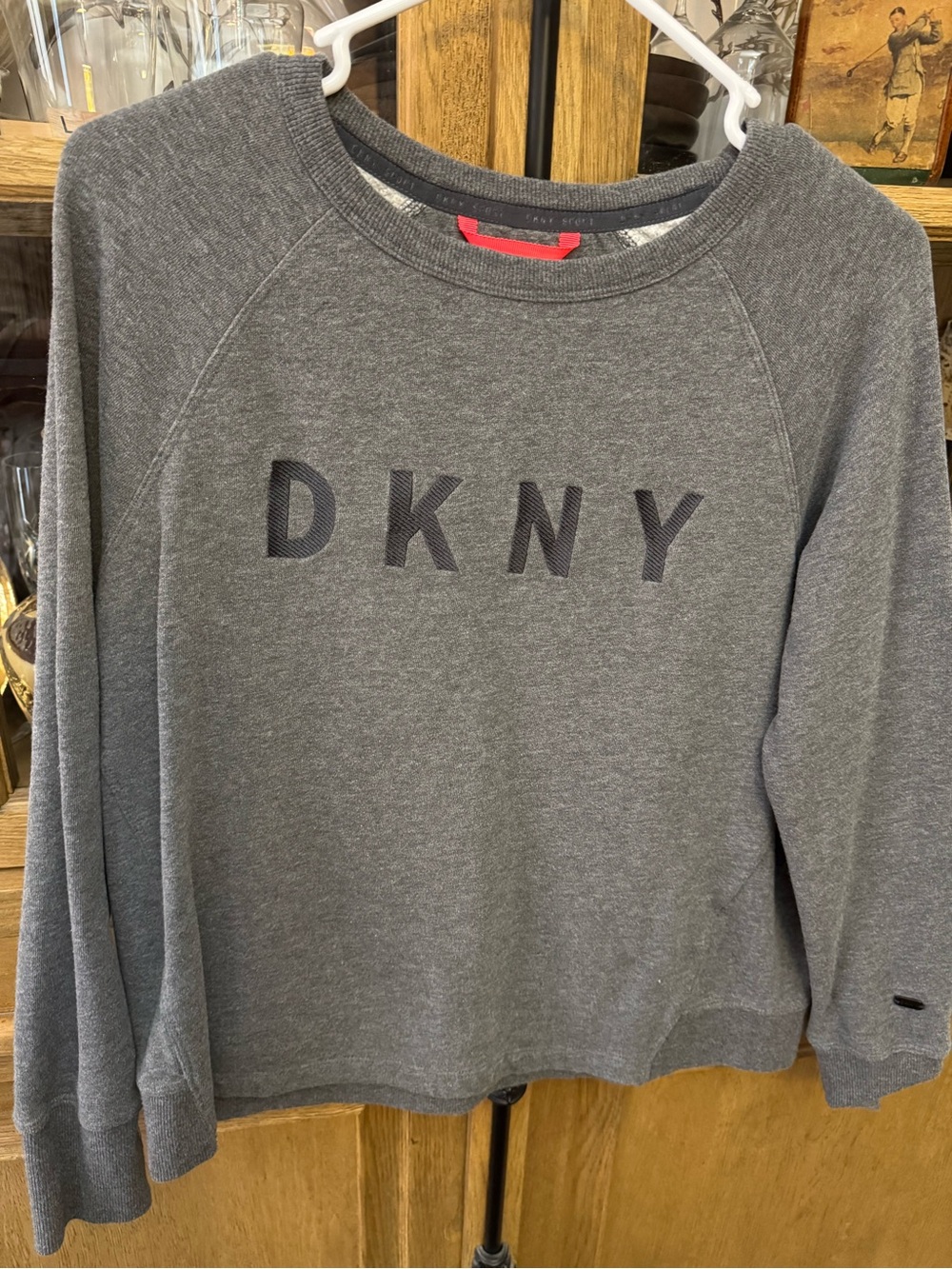 DKNY Charcoal Gray Crewneck Sweatshirt with Logo